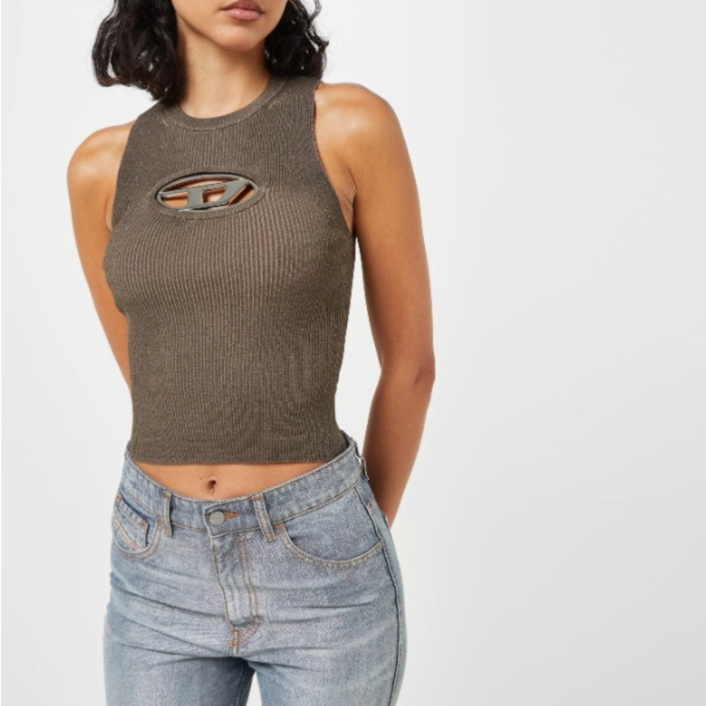 Diesel Olive Ribbed Crop Top